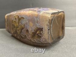 Antique Cameo Glass Vase/High Relief/Purple/Gold/Art Nouveau/France C. 1910/Blue