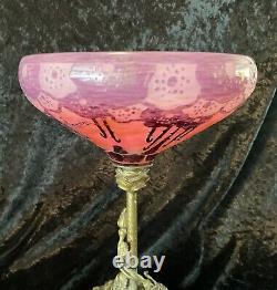 Antique Charder French Cameo Art Glass And Bronze Center Bowl 11 /2 Signed