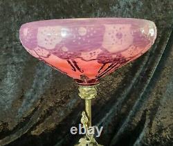 Antique Charder French Cameo Art Glass And Bronze Center Bowl 11 /2 Signed