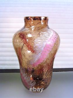 Antique Crackle Enamel Glass Bohemian or French Vase