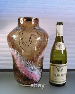 Antique Crackle Enamel Glass Bohemian or French Vase