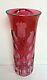 Antique Cranberry French Glass Vase Signed