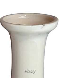 Antique Cream Opaline Glass Hand Painted Cherubs Putti Vase French Origin 12.2