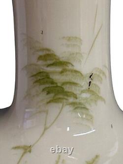 Antique Cream Opaline Glass Hand Painted Cherubs Putti Vase French Origin 12.2