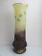 Antique DAUM NANCY Etched & Enamel Gilt Flower Vase 15.25 Tall Art Glass Vase