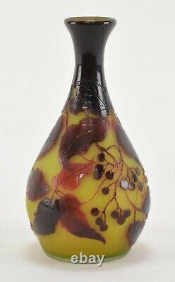 Antique D'Argental French Cameo Art Glass Cabinet Vase Signed Art Nouveau Style
