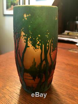 Antique Daum Nancy Landscape Cameo Art Glass Vase