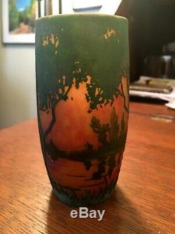 Antique Daum Nancy Landscape Cameo Art Glass Vase