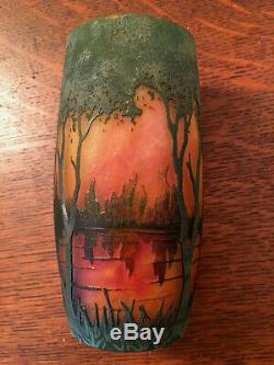 Antique Daum Nancy Landscape Cameo Art Glass Vase