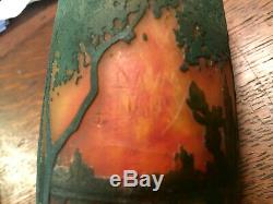 Antique Daum Nancy Landscape Cameo Art Glass Vase