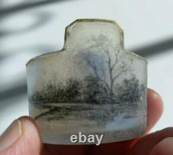 Antique Daum Nancy Saleron Salt French Glass Signed Cross repaired Acid Etched