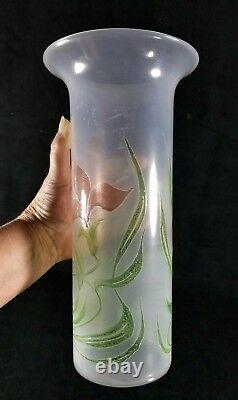 Antique Early 1900s Art Nouveau French Enameled Vase Possibly Mont Joye FINE