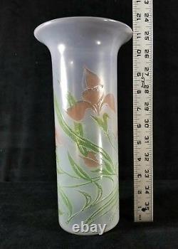 Antique Early 1900s Art Nouveau French Enameled Vase Possibly Mont Joye FINE