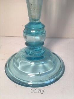 Antique Early Hand Blown Glass Vase French Tiffany Blue