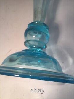 Antique Early Hand Blown Glass Vase French Tiffany Blue