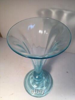 Antique Early Hand Blown Glass Vase French Tiffany Blue