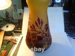 Antique Emile Galle Cameo Glass Purple Wisteria Vase 9