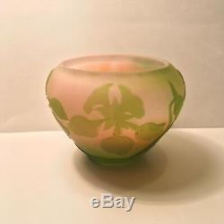 Antique Emile Galle French Art Glass Vase Multi Color Flower Plants