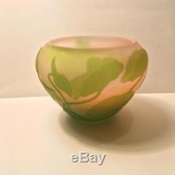 Antique Emile Galle French Art Glass Vase Multi Color Flower Plants