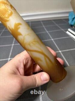 Antique Emile Galle French Cameo Glass Floral Stick Vase 11 1/2