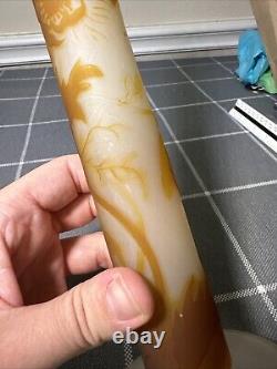 Antique Emile Galle French Cameo Glass Floral Stick Vase 11 1/2