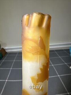 Antique Emile Galle French Cameo Glass Floral Stick Vase 11 1/2