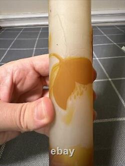 Antique Emile Galle French Cameo Glass Floral Stick Vase 11 1/2
