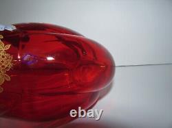 Antique Enameled Hand Painted French Mont Joye Legras Red Art Glass Vase 904