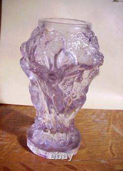 Antique FRENCH ART GLASS 5 inch VASE WITH Grape Vines & Young Ladies