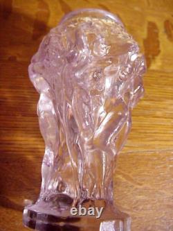 Antique FRENCH ART GLASS 5 inch VASE WITH Grape Vines & Young Ladies