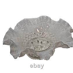 Antique Fenton USA French Diamond Lace Opalescent Art Glass Flower Epergne Vase