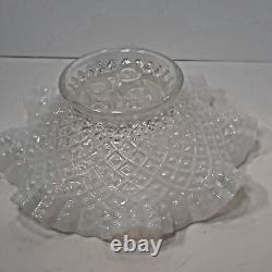 Antique Fenton USA French Diamond Lace Opalescent Art Glass Flower Epergne Vase