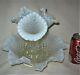 Antique Fenton USA French White Hobnail Opalescent Art Glass Flower Epergne Vase