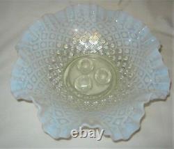 Antique Fenton USA French White Hobnail Opalescent Art Glass Flower Epergne Vase