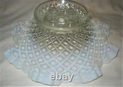 Antique Fenton USA French White Hobnail Opalescent Art Glass Flower Epergne Vase