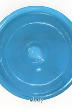 Antique Fluted Compote Bowl French Opaline Glass Sky Blue Excellent Condition