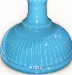Antique Fluted Compote Bowl French Opaline Glass Sky Blue Excellent Condition