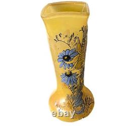 Antique Francois Legras Style Enameled Cameo Art Glass Vase Depose France 10