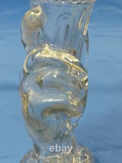 Antique French 19th Century Clear Glass Hand Vase Holding Flower Horn Of Plenty