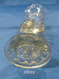 Antique French 19th Century Clear Glass Hand Vase Holding Flower Horn Of Plenty