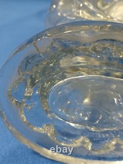 Antique French 19th Century Clear Glass Hand Vase Holding Flower Horn Of Plenty