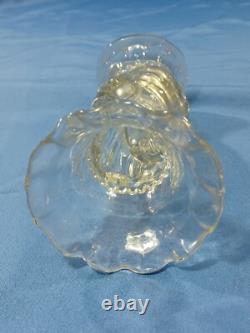 Antique French 19th Century Clear Glass Hand Vase Holding Flower Horn Of Plenty