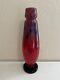 Antique French Art Deco Charles Schneider Signed Mottled Glass Red & Blue Vase