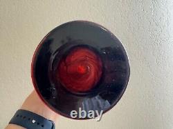 Antique French Art Deco Charles Schneider Signed Mottled Glass Red & Blue Vase