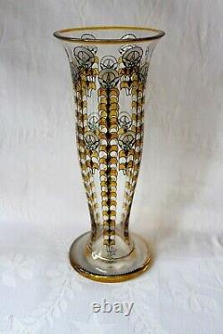 Antique French Art Deco Perrault et Lamorlette glass vase c 1919
