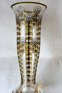 Antique French Art Deco Perrault et Lamorlette glass vase c 1919