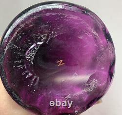 Antique French Art Glass Legras Hand Painted Floral Vase 8amethyst color signed