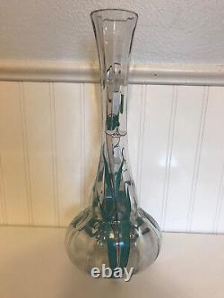 Antique French Art Glass Possibly Mont Joye Legras Vase with Enamel Flowers