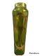 Antique French Art Nouveau Bohemian Green Vase Enameled Gold Vase Legras & Cie