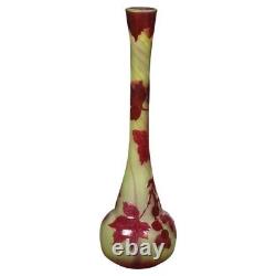 Antique French Art Nouveau Cut Back Flower Art Glass Vase Signed Galle C1920